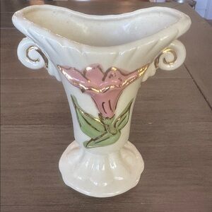 Vintage Hull Pottery 6” vase with Pink and Green Accents